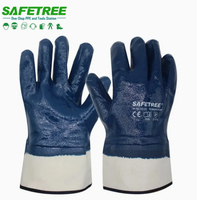 Gants de travail de sécurité en nitrile enduit de coton bleu haute résistance CE EN388 3111X, pour l'industrie pétrolière, les mécaniciens, protection des mains