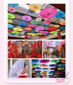 Vente en gros de 32 pouces Parasol en papier huile de haute qualité Parapluie indien en papier bambou pour mariage Demoiselles d'honneur Party Favors - Product Image 6