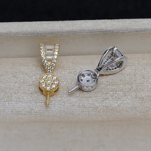 Pendentif en argent S925 à aiguille droite pour femme, perle DIY, accessoires 10-14, plateau vide semi-fini, bijoux pour la fabrication de bijoux de tête - Product Image 3
