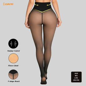 Collants chauds doublés de polaire pour femmes, taille haute, thermiques, collants d'hiver translucides, leggings fins pour temps <span class=keywords><strong>froid</strong></span> - Product Image 2