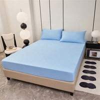 Ensemble de draps ajustés en polyester doux et uni, personnalisable, tailles EU/US, pour maison et hôtel, avec poches profondes, drap et taie d'oreiller, moderne, 3 pièces, literie