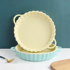 Assiettes de table personnalisées, style haut de gamme, design de niche, bord ondulé, résistantes aux hautes températures, assiettes à raviolis à double anse - Product Image 1