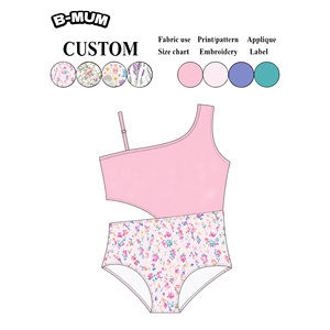 <span class=keywords><strong>Maillot</strong></span> <span class=keywords><strong>de</strong></span> <span class=keywords><strong>bain</strong></span> une pièce asymétrique violet d'été pour filles, avec découpes à la taille, imprimé fruits mélangés, pour la plage (3-10 ans) - Product Image 2