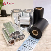 Pita Transfer Termal Premium Wax/Wax Resin/Resin Ribbon Cetak Jelas Tahan Gores TTR untuk Printer Label Zebra TSC Epson