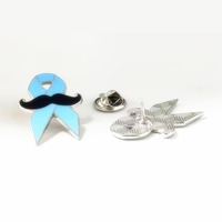 Épinglette personnalisée en métal avec ruban bleu et moustache pour la sensibilisation au cancer de la prostate, pour événements de collectes de fonds caritabiles sur la santé masculine