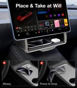 2025 accessoires de voiture sous l'écran boîte de rangement Console centrale organisateur plateau avec coussin antidérapant pour <span class=keywords><strong>Tesla</strong></span> modèle 3 2016 ~ 2025 - Product Image 4