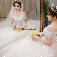 2024 nouveau luxe haute qualité robe de mariée perlée robe de bal princesse robe de mariée en dentelle blanche