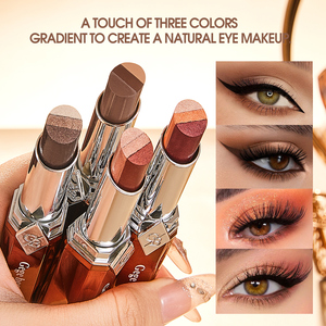 Nouveau Stick d'ombres à paupières tricolore GEGE BEAR 2026 - Couleurs mates/vives/naturelles/perlées/pailletées, haute intensité de couleur, résistant à l'eau - Product Image 1