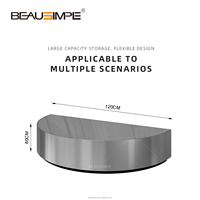 Shields table basse avec cylindre de forme divisé en deux parties offset bouclier tôle d'acier incurvée finition noir-nickel
