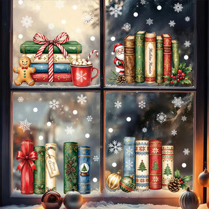 Autocollants de fenêtre de Noël festifs, livres rétro, soldat <span class=keywords><strong>casse</strong></span>-<span class=keywords><strong>noisette</strong></span>, cardinal rouge, flocon de neige, décorations de fenêtre de Noël à adhérence statique - Product Image 3