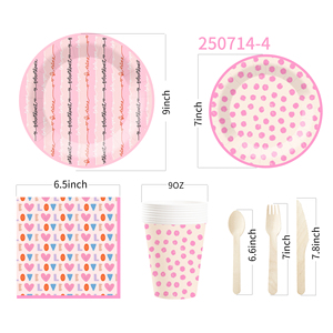 Juego de Vajilla Personalizado DAMAI para el Día de San Valentín, Incluye Plato de Papel, Vaso de Papel y Servilleta para Decoraciones de San Valentín - Product Image 6