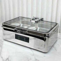 Plat de service électrique numérique 9L en acier inoxydable à température contrôlée pour buffet, traiteur et hôtellerie - Ensemble chauffe-plats