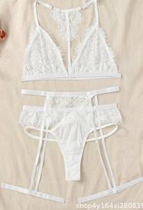 Sfy2024 Damen Sexy Dessous 3 Stück Spitze BH Höschen Strumpfband Set Reife Nachtwäsche Nachtwäsche Hollow Out Damen Unterwäsche - Product Image 5