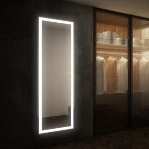 Divas Regulable LED Iluminado Espejo de baño Marco de aluminio IP44 Temperatura de color ajustable nominal (3000K-6000K) Diseño moderno - Product Image 1