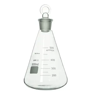 wholesale laboratory glass bottles 250ml conical flasks with ground-in stopper lodine flask