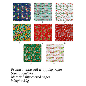 <span class=keywords><strong>Papier</strong></span> d'emballage de Noël 8 feuilles de <span class=keywords><strong>papier</strong></span> d'emballage cadeau recyclé 70x50cm feuilles de <span class=keywords><strong>papier</strong></span> d'emballage kraft - Product Image 6