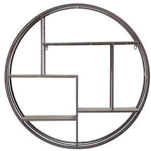 Tavolo da disegno a casa decorazione della parete della stanza di legno rotondo e da parete in metallo montato mensola di immagazzinaggio - Product Image 2
