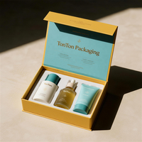 Boîte magnétique personnalisée et boîte cadeau bleue pour ensemble de soins de la peau et emballage de luxe avec pelliculage brillant