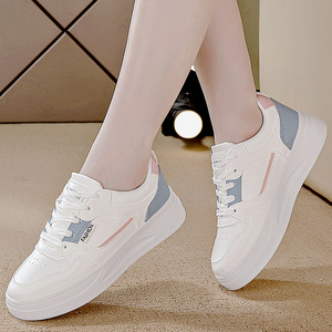 Women's White Slip-On Flat <b>Heel</b> Lightweight Durable All Seasons Cotton Pu Upper Shoes - Product Image 5
