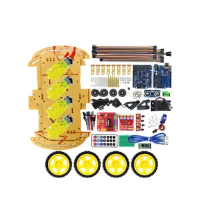 Arduino Kit Pemula Arduino, Cocok untuk Membuat Drone R3 4-Wheel Kit Pembelajaran Mobil DIY Multi-fungsi Kontrol Empat Roda