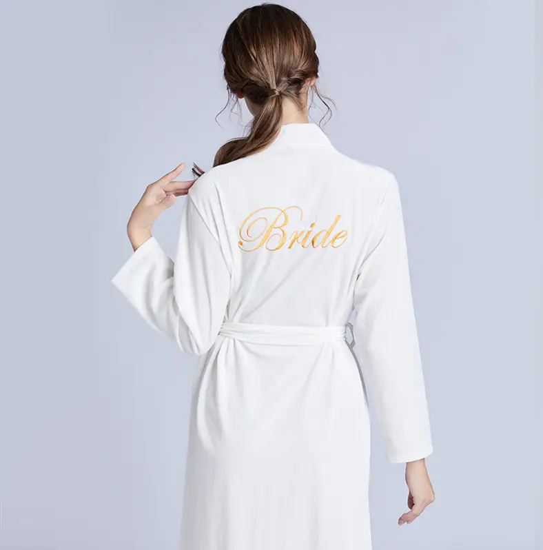 custom logo robe for bride and bridesmaid party women's kimono velvet soft nightgown