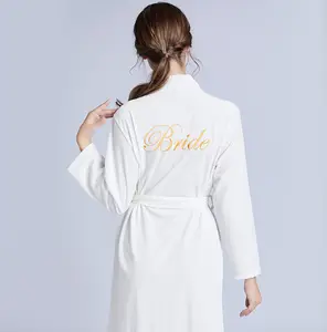 Jubah Logo Kustom untuk Pengantin dan Pengiring Pengantin Wanita Pesta Kimono Beludru Lembut Gaun Malam