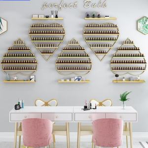 Étagère de rangement pour vernis à ongles, murale, en fer, dorée, pour salon de manucure - Product Image 3