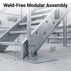 Scala di Sicurezza Moderna a Colonna Indipendente in Acciaio Zincato con Vetro per Magazzini Commerciali e Giardini - Product Image 3