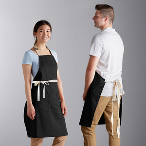 Delantal negro de algodón en blanco personalizado, delantal de cocina con personalizado para carpinteros, artistas, cafetería - Product Image 1