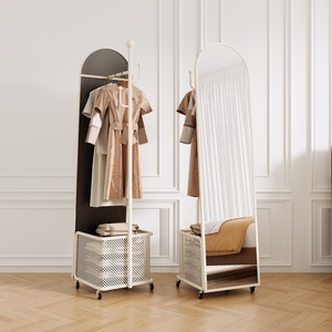 <span class=keywords><strong>Espejo</strong></span> Giratorio de Cuerpo Entero con <span class=keywords><strong>Perchero</strong></span>, Móvil, para Entrada y Dormitorio - Product Image 2