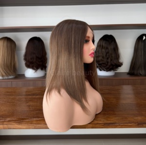 Perruques juives en dentelle de haute qualité en stock, couleur ombrée, cheveux vierges non traités, dentelle suisse, perruque juive en cheveux humains casher - Product Image 3