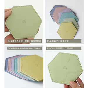 Hexagon <b>Silicone</b> Coasters Heat Insulating Kitchen <b>Mats</b> For Drinks Protection With Stand Set Of Six Colors - Product Image 2