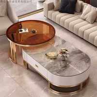 Nouvelle table basse de luxe moderne et simple pour salon et bureau, en pierre frittée