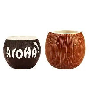 畅销酒吧创意夏威夷风格陶瓷椰子提基杯椰子杯