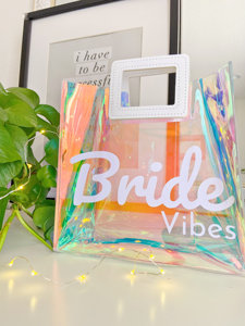 Sac fourre-tout holographique transparent imperméable en PVC irisé avec impression de logo personnalisé avec poignée - Product Image 6