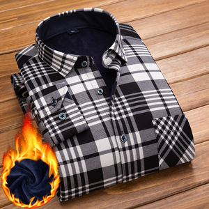 Camicia Casual Casual in pile da uomo con bottone scozzese <span class=keywords><strong>a</strong></span> manica lunga da uomo autunno inverno - Product Image 2