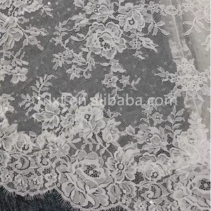 Cá nhân thân thiện với môi Polyester guipure ren vải không căng màu trắng tinh khiết Chantilly lông mi ren handmade cho đám cưới - Product Image 3