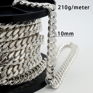 Cadena para Hombre, Plata de Ley S925, Cadena Cubana de 10 mm en Rollo, Plata 925, Cadena de Plata de Ley - Product Image 4