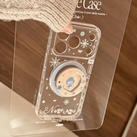 Casing HP Anti-Shock Transparan TPU Berkualitas Tinggi Motif Snowflake Silver Fashion Jalanan untuk iPhone 16/17/15/14/13/12 (Best Seller)