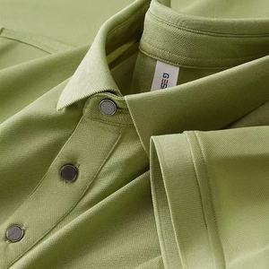 Camisetas de Golf Lisas de Alta Calidad para Hombre, con Logotipo Personalizado, Patrón Sólido, Tejido de Poliéster/Algodón, Logotipo Bordado, Manga Corta - Product Image 3