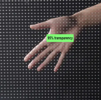 İç Mekan Cam Perde Duvar Özel Şeffaf LED Film P3.91-7.82 Şeffaf LED Reklam Video Duvar Ekranı
