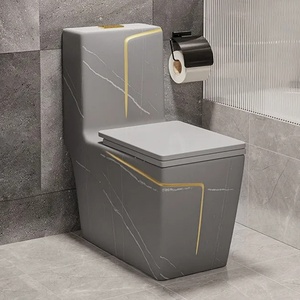 WC monobloc en céramique émaillée gris KD-19CTB, excellent rapport qualité-prix, avec siège carré, à poser au sol - Product Image 6