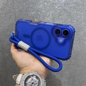 Étui de téléphone hybride 2 en 1 TPU+PC IMD avec design dégradé arc-en-ciel, protection contre les chocs, avec cordon pour 16 Pro Max 14 Plus - Product Image 5
