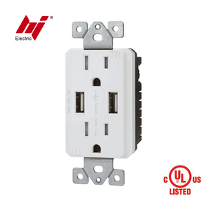 Enchufe de Pared Estándar de EE. UU. de 15 Amperios con Puerto USB Universal, Tomacorrientes con Certificación UL - Product Image 1