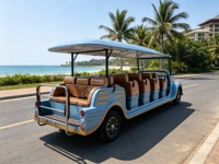 Voiture électrique de tourisme vintage 8 places, design roadster classique, moteur AC 4 kW, batterie 72V 100Ah, bleu métallisé clair