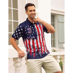Camiseta Polo Personalizada con Bandera Americana para Hombre, Manga Corta, Secado Rápido, Camiseta Patriótica de Golf para el 4 de Julio, Día de la Independencia - Product Image 3