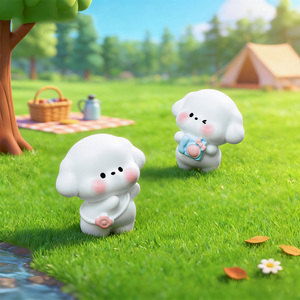 ตุ๊กตาเรซิ่นรูปสุนัขสีขาวน่ารักสไตล์คาวาอี้ขนาดเล็ก ของตกแต่งสำหรับวางบนคอนโซลรถยนต์ โต๊ะทำงาน และสวนเทพนิยาย - Product Image 4