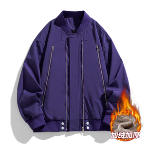 Chaqueta de algodón personalizada con logo para primavera y otoño, abrigo de piloto cálido para hombre, estilo retro, color sólido, ropa holgada informal, uniforme de béisbol. - Product Image 4