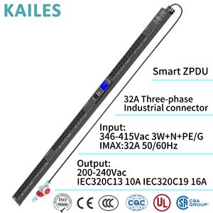 KAILES(KLS) Smart PDU ZD Series 32A трехфазный AC 30 + 6 бит C13/C19 6 Автоматическое выключатель Дистанционное распределительное оборудование - Product Image 2