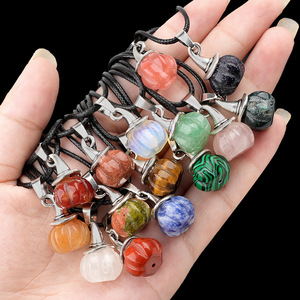 Amatista Calabaza Sombrero de bruja Colgante Halloween Fluorita Cuarzo Rosa Aventurina roja Piedra preciosa Brujería Joyería - Product Image 5